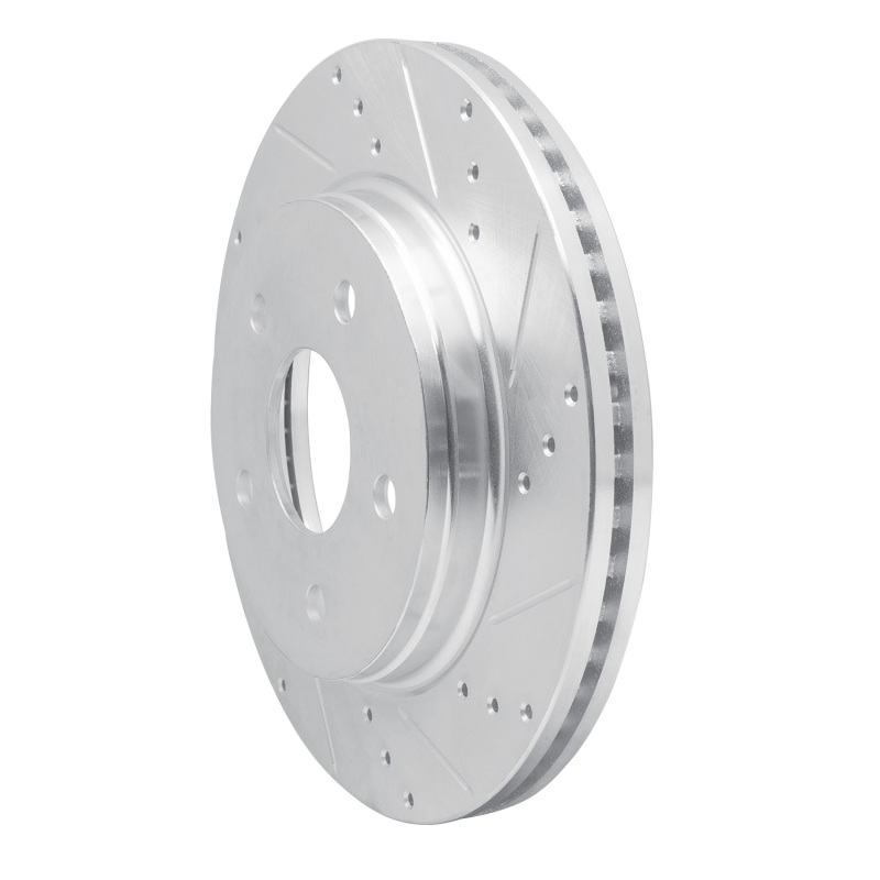 Jeep J8 Brake Rotor (1) - Front Right - R1 Concepts - Drilled & Slotted - Silver - `08-`12